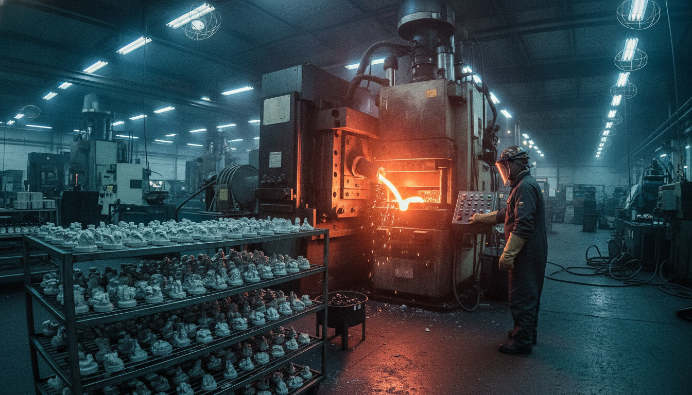 Zinc alloy die-casting process for custom souvenir fridge magnets factory floor